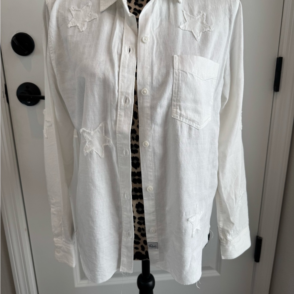 Rails Ingrid White Star Button Down Shirt Women's Medium